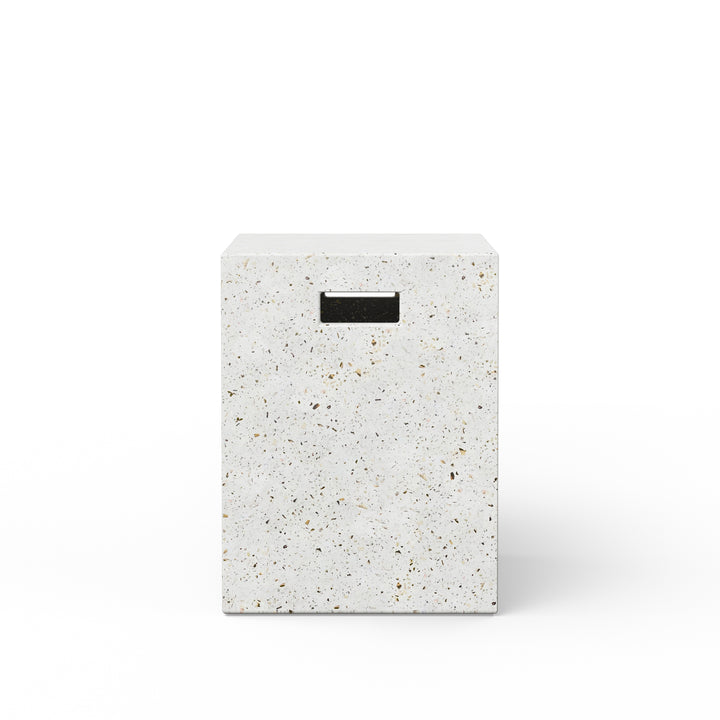 Una Indoor/Outdoor Concrete Stool - Ivory Terrazzo