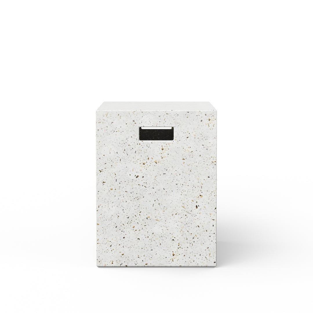 Una Indoor/Outdoor Concrete Stool - Ivory Terrazzo