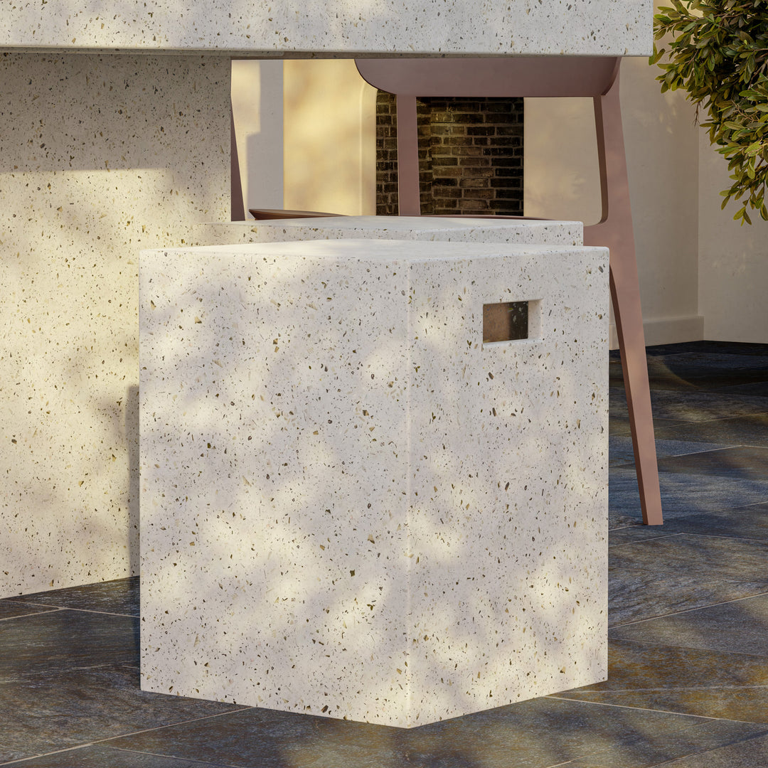 Una Indoor/Outdoor Concrete Stool - Ivory Terrazzo lifestyle