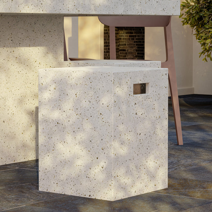 Una Indoor/Outdoor Concrete Stool - Ivory Terrazzo lifestyle