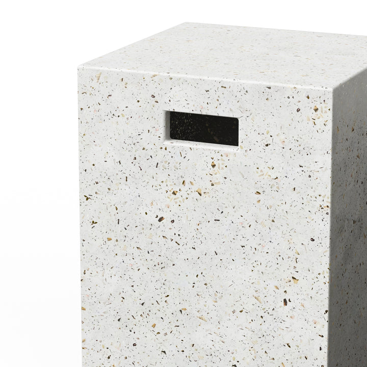 Una Indoor/Outdoor Concrete Stool - Ivory Terrazzo