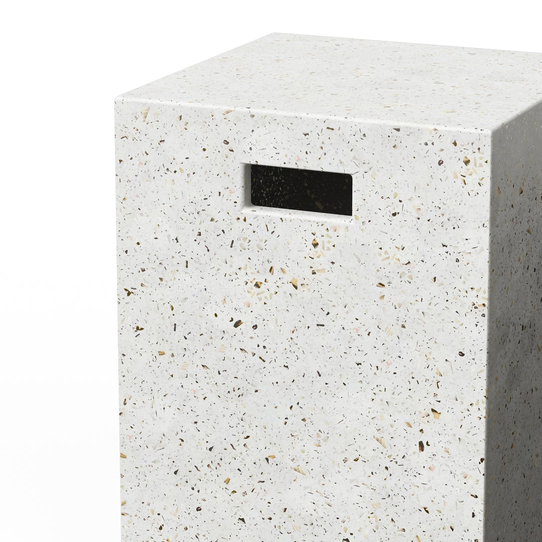 Una Indoor/Outdoor Concrete Stool - Ivory Terrazzo