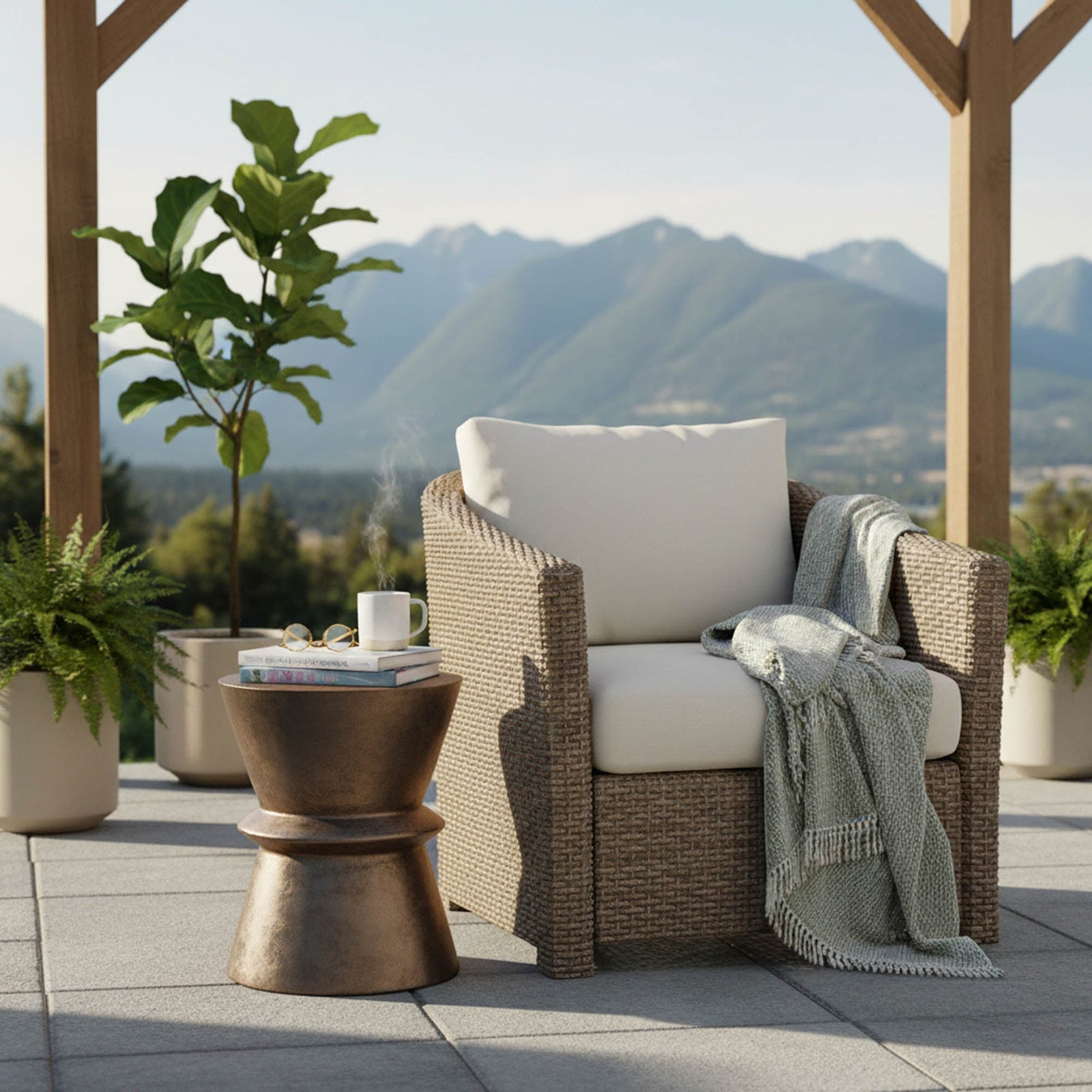 Concrete Hourglass Side Table - Bronze
