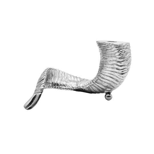 Pair Of Ram Horn Candle Sticks In Silver Leaf - WARD S