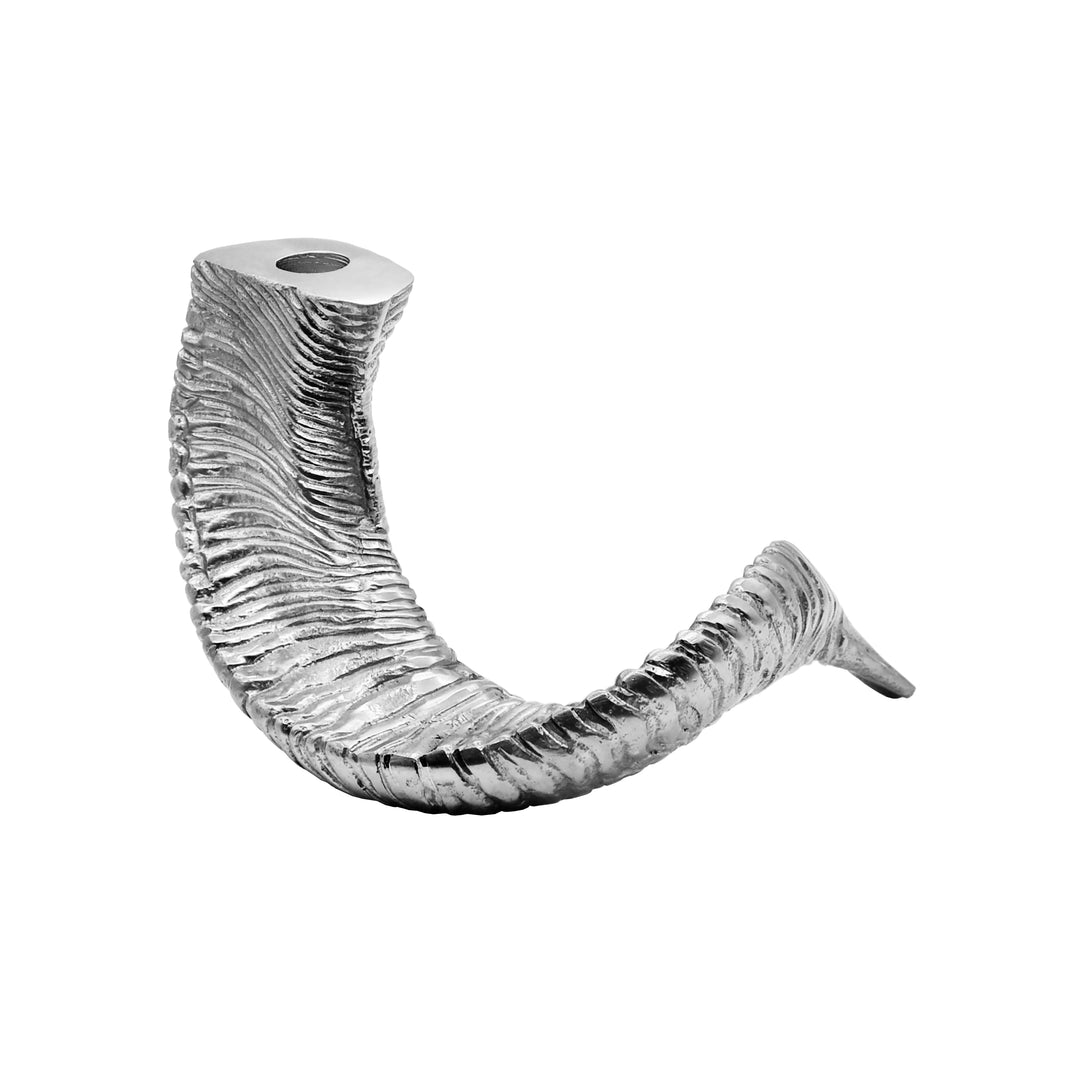 Pair Of Ram Horn Candle Sticks In Silver Leaf - WARD S