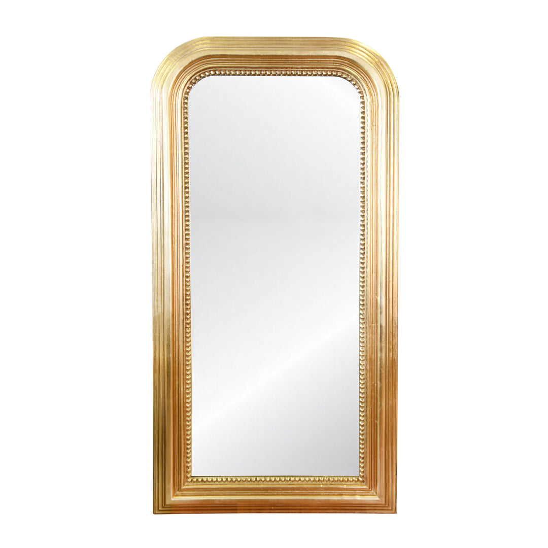 Gold Leaf Wood Floor Mirror With Curved Edges - WAVERLY GL