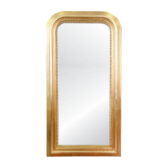 Gold Leaf Wood Floor Mirror With Curved Edges - WAVERLY GL