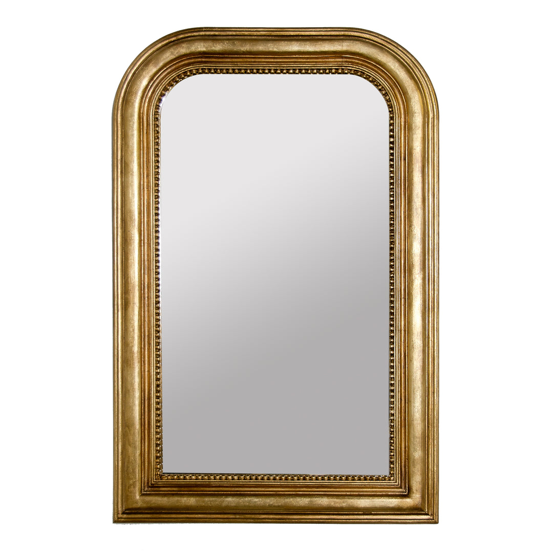 Hand Carved Gold Leaf Curved Top Rect Mirror - WAVERLY G