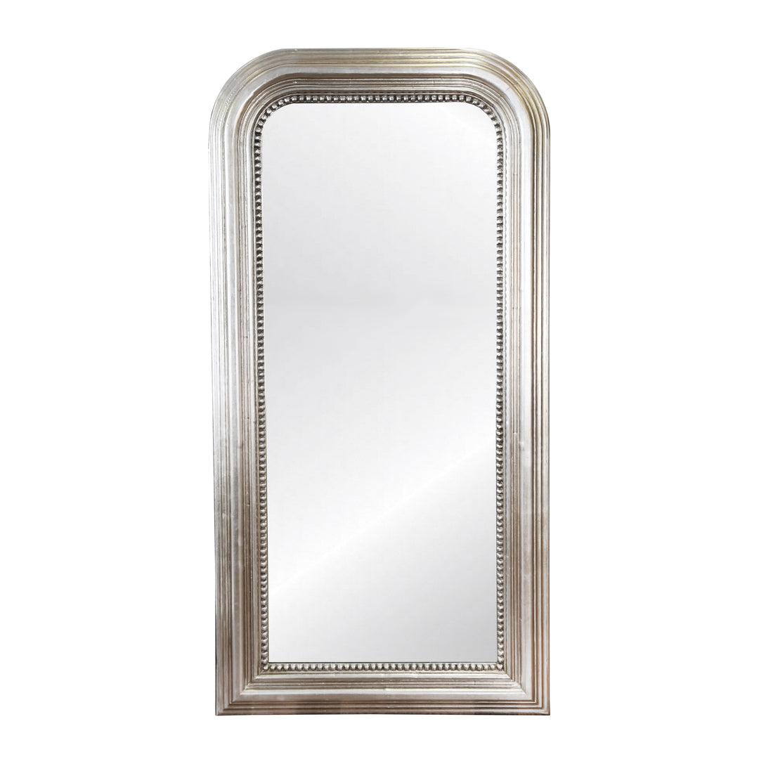 Silver Leaf Wood Floor Mirror With Curved Edges - WAVERLY SL
