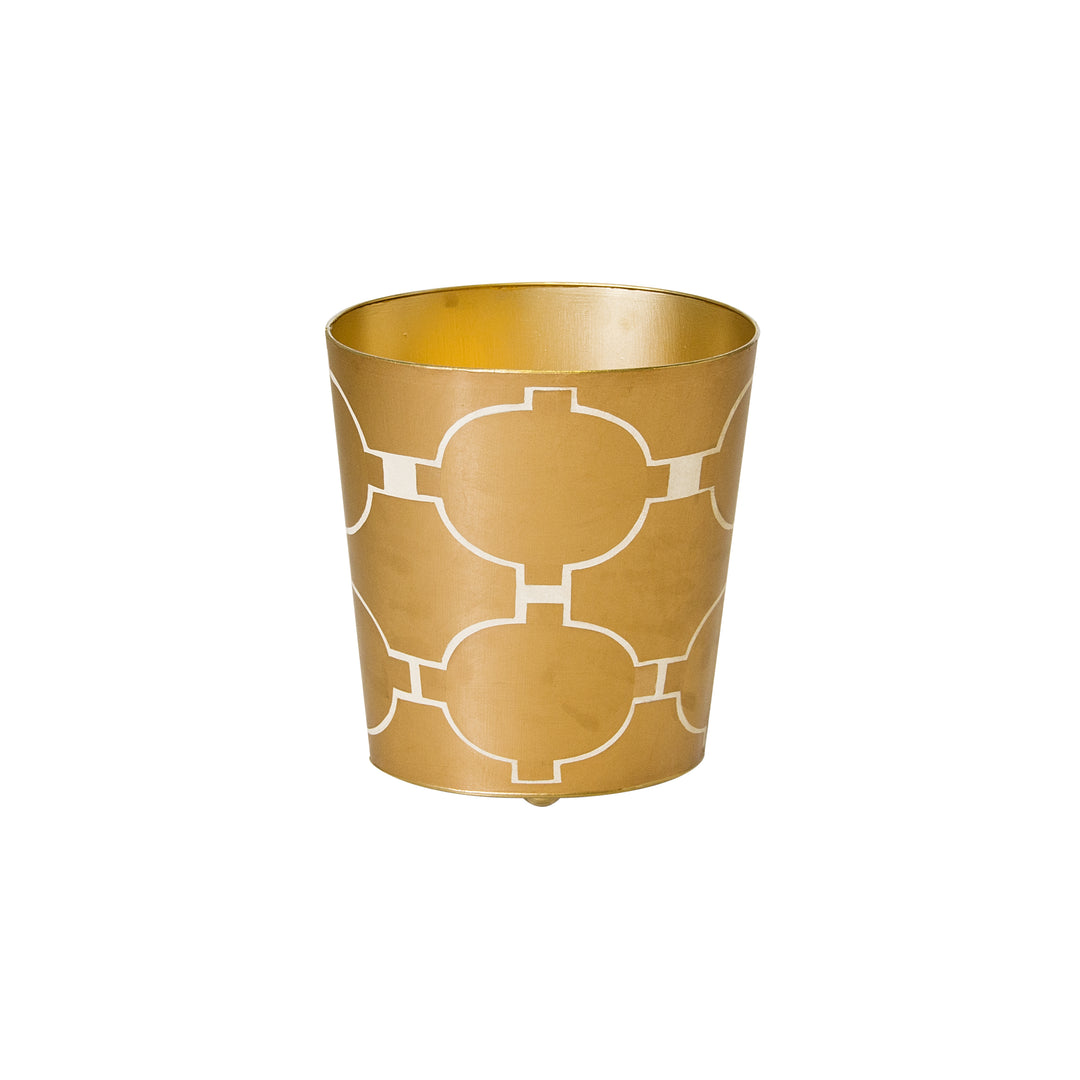 Gold And Cream Modern Wastebasket - WBACADIAGL