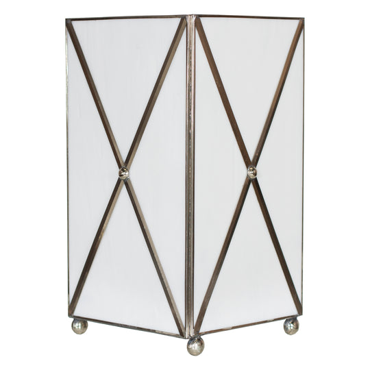 White Glass Xhatch Wastebasket - WBCLARO