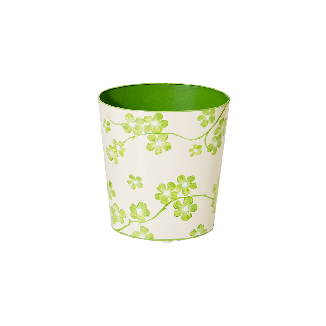 Green And Cream Wastebasket - WBCLOVER