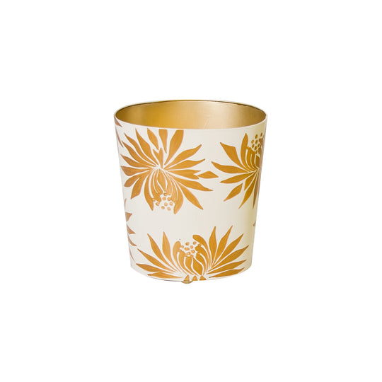 Gold And Cream Floral Wastebasket - WBDAHLIAGL