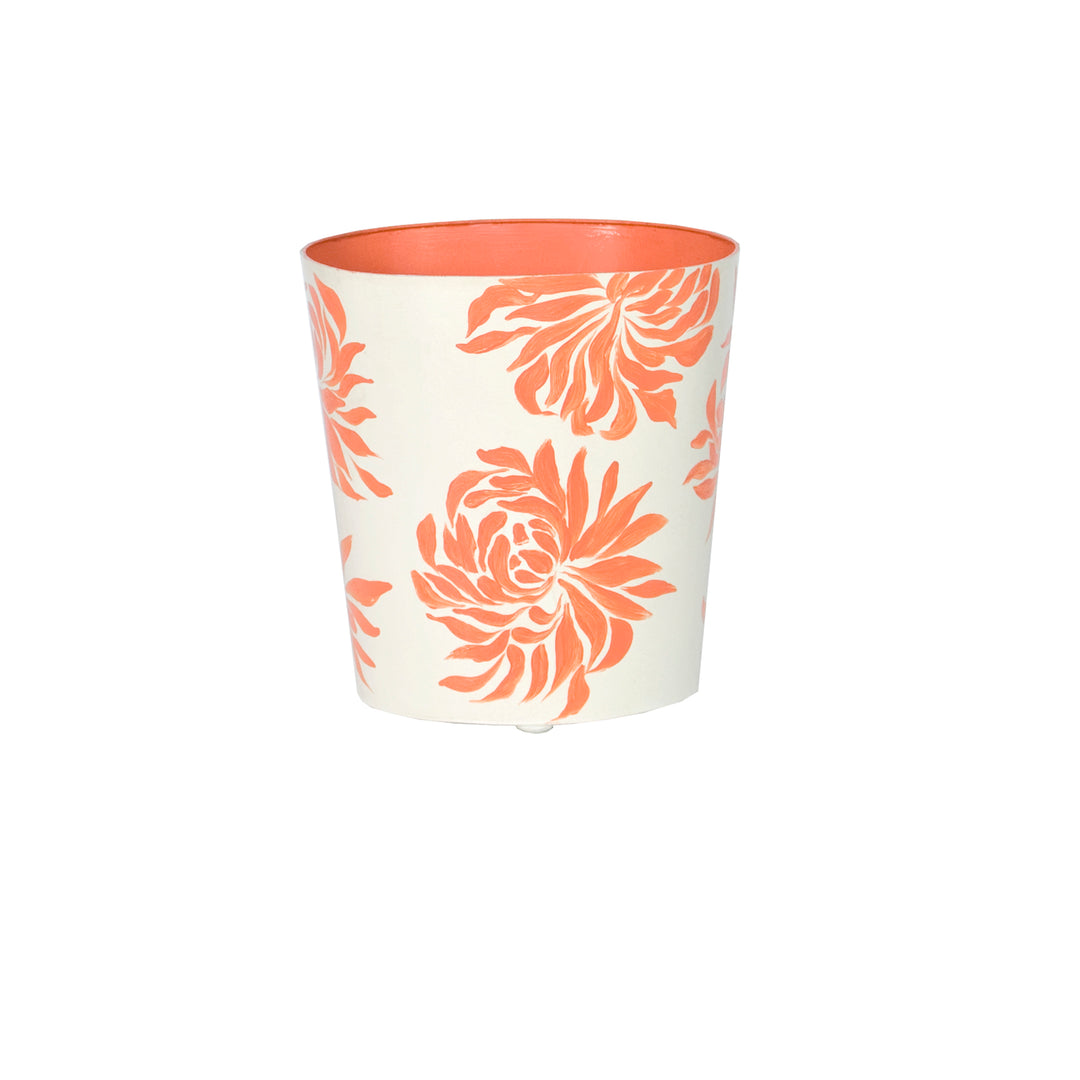 Oval Wastebasket Orange /Cream Floral - WBDAHLIAOR