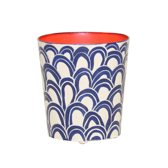 Oval Wastebasket Navy Cream And Orange - WBGASTON NVO
