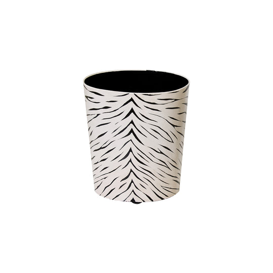 Black And Cream Animal Print Wastebasket - WBHIDE