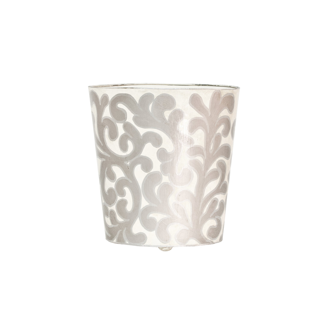 Oval Wastebasket Slvr/Cream - WBJANES