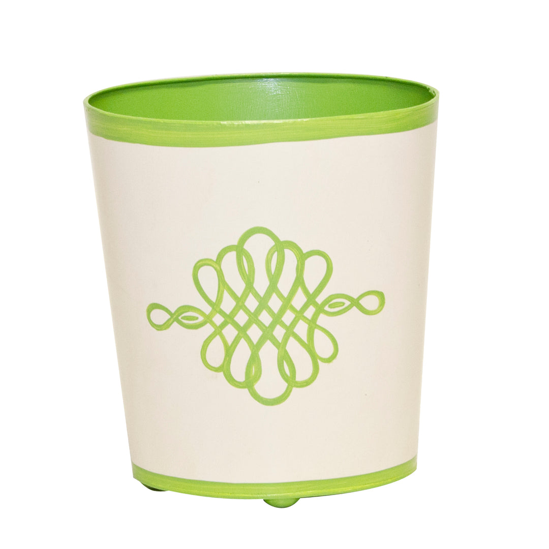 Oval Wastebasket Green And Cream Design - WBLISAGR