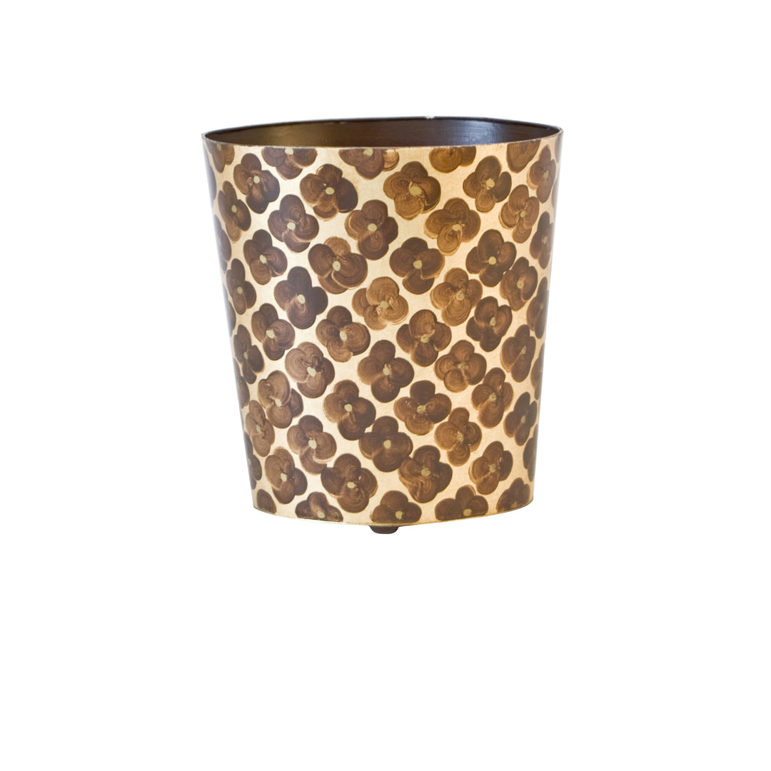 Oval Wastebasket Gold Lf/Brn Ptrn - WBMOROCCOBG