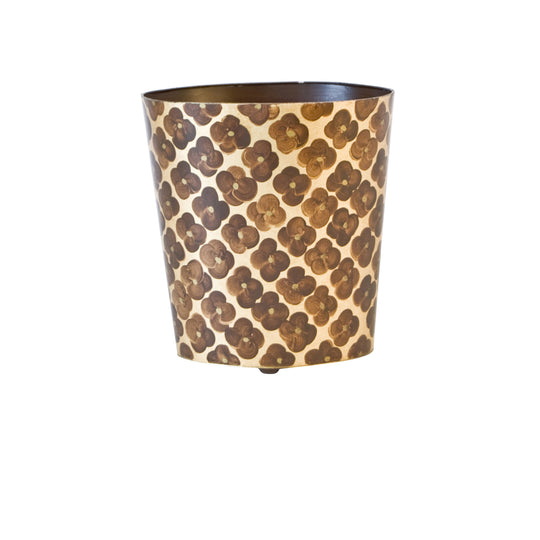 Oval Wastebasket Gold Lf/Brn Ptrn - WBMOROCCOBG