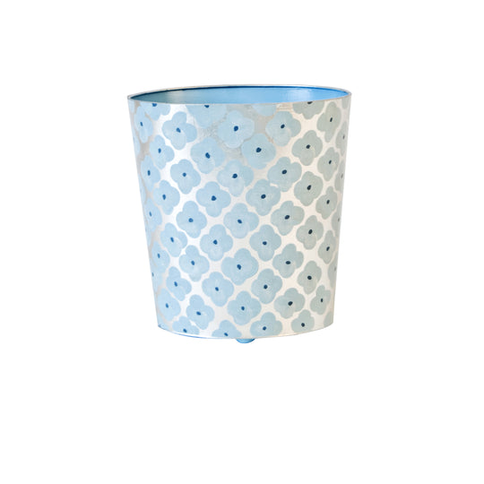 Oval Wastebasket Slvr Lf/Blue Ptrn - WBMOROCCOBS