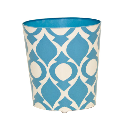 Oval Wastebasket Blue And Cream - WBPEA BL