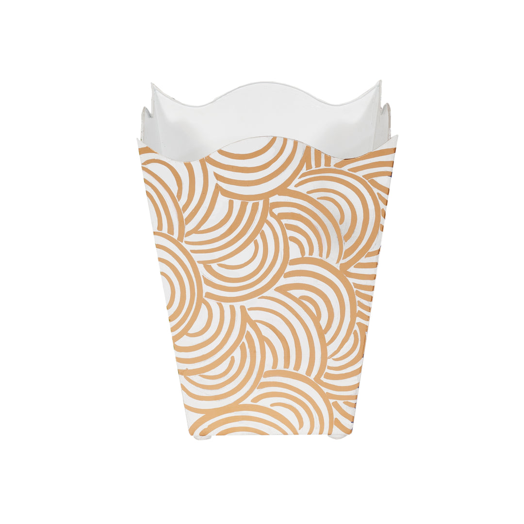 Square Wave Top Wastebasket, Style:Breaker, Color:Gold - WBWBREAKERG