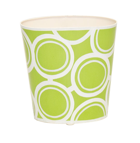 Oval Wastebasket Green And Cream Bubble Design  - WBZEBBGR