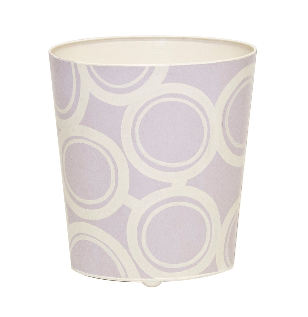 Oval Wastebasekt Lavendar And Cream Bubble Design - WBZEBBLV