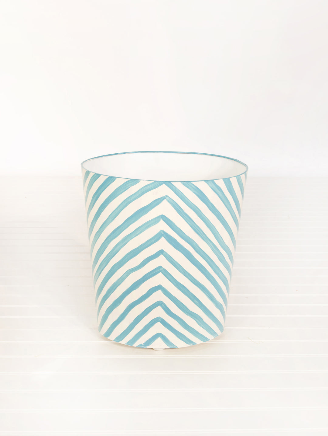 Oval Wastebasket Zebra Turq/Cream - WBZET