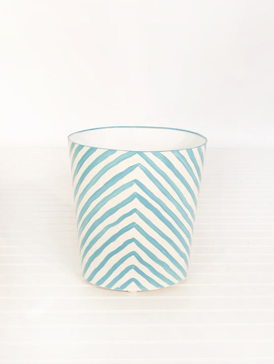 Oval Wastebasket Zebra Turq/Cream - WBZET