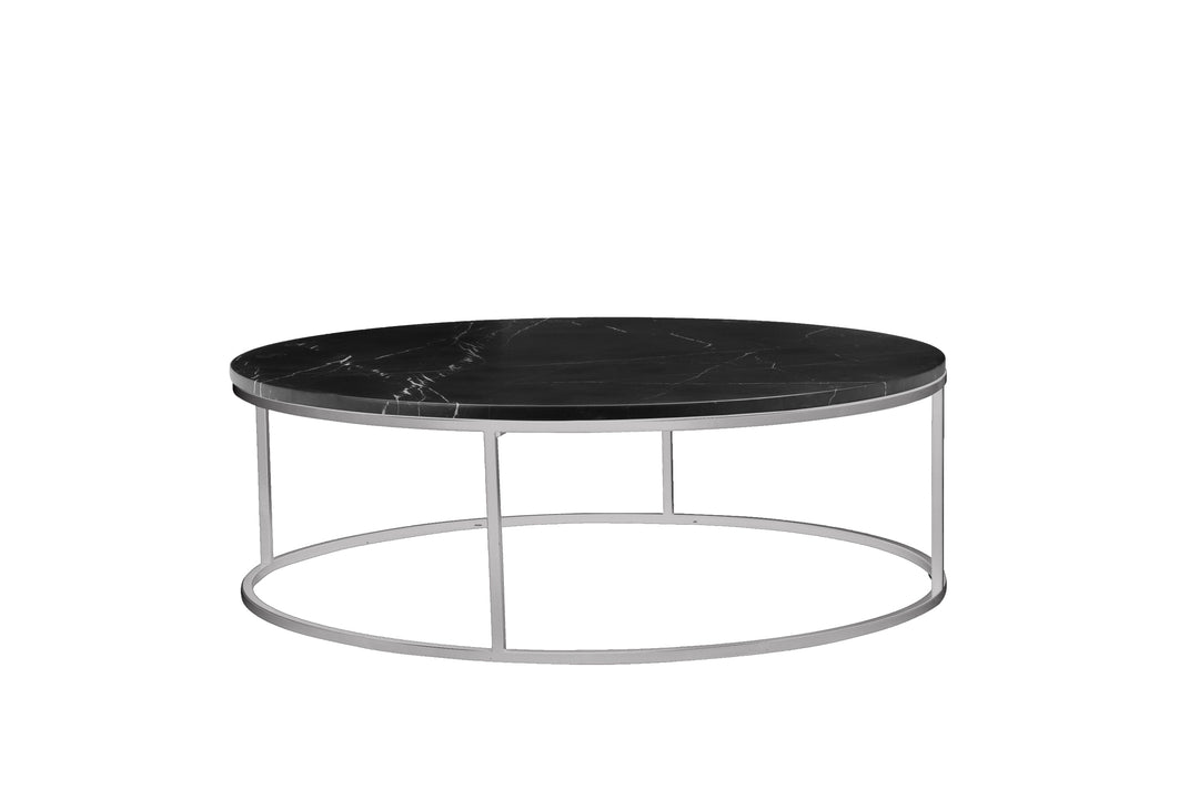 Black Semi-Honed Marble/Brushed Stainless Steel base