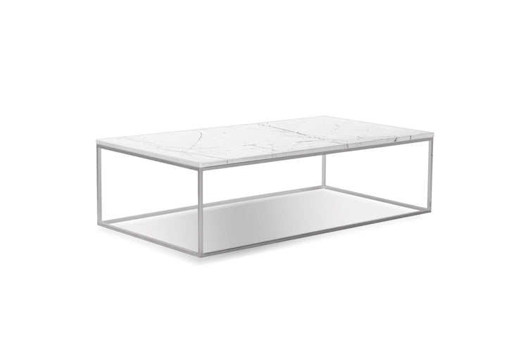 White Semi-Honed Marble/Brushed Stainless Steel base 