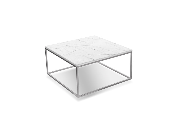 White Semi-Honed Marble/Brushed Stainless Steel base 