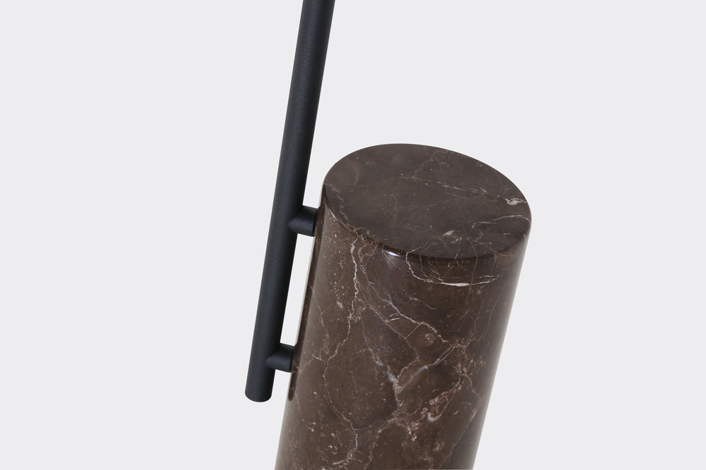 Black Powder Coated Steel,  Brown Marble