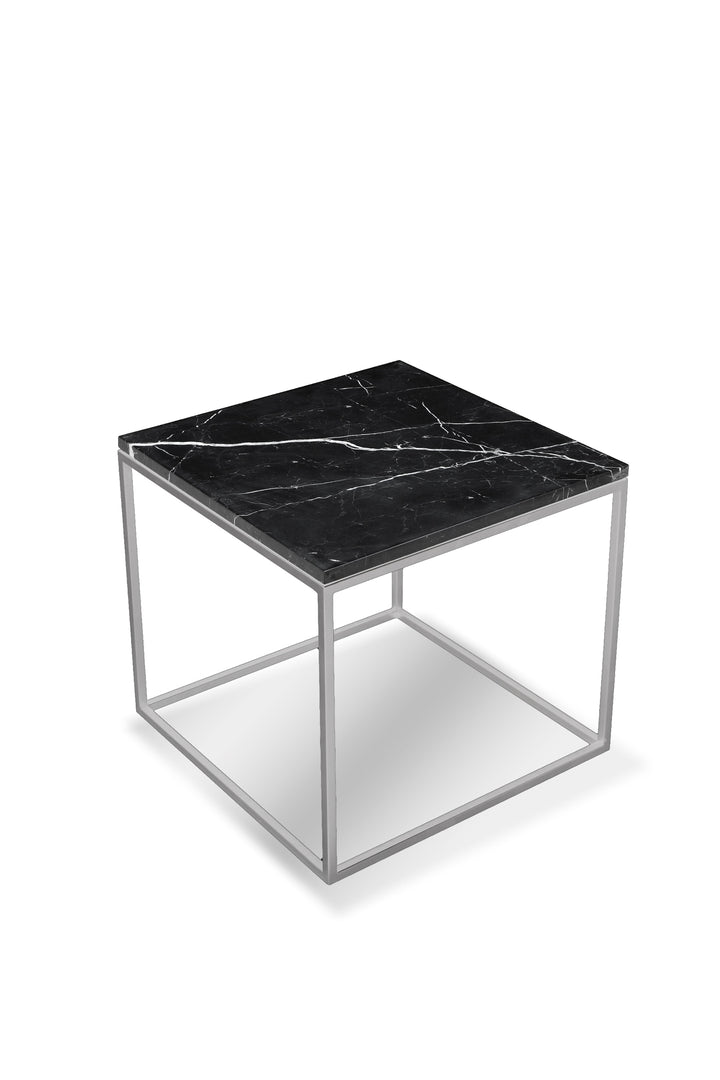 Black Semi-Honed Marble/Brushed Stainless Steel base 