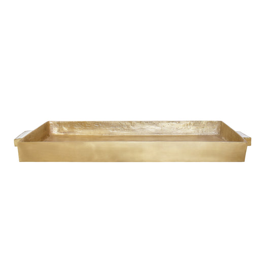 Cast Metal Tray In Antique Brass Finish With Agate Handles - WHITT