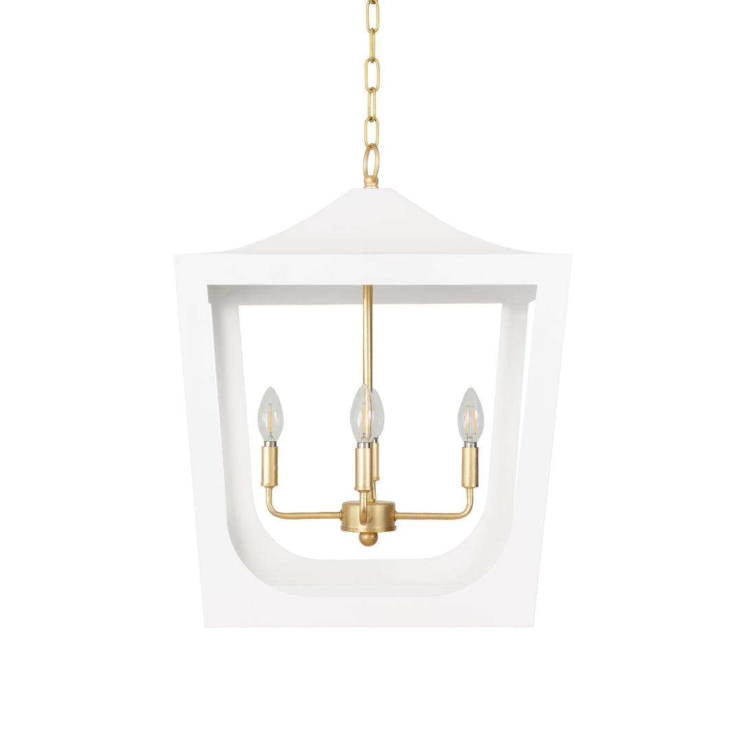 Modern Pagoda Lantern With Four Light Gold Leaf Cluster, Body In White Powder Coat
 - WIMBLE GWH