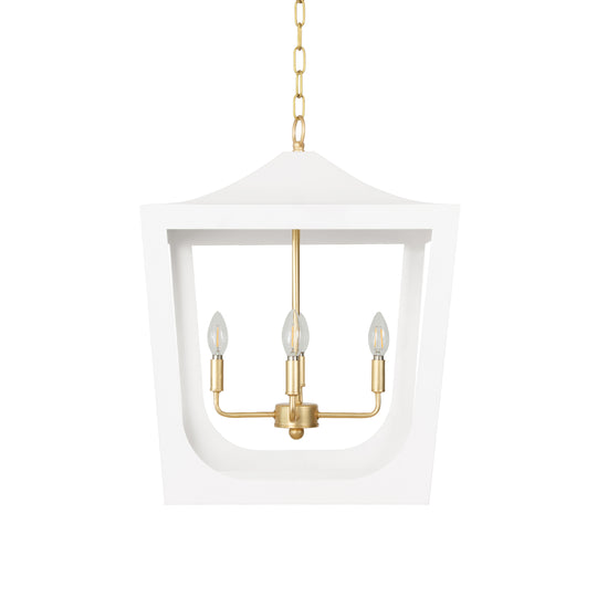 Modern Pagoda Lantern With Four Light Gold Leaf Cluster, Body In White Powder Coat
 - WIMBLE GWH