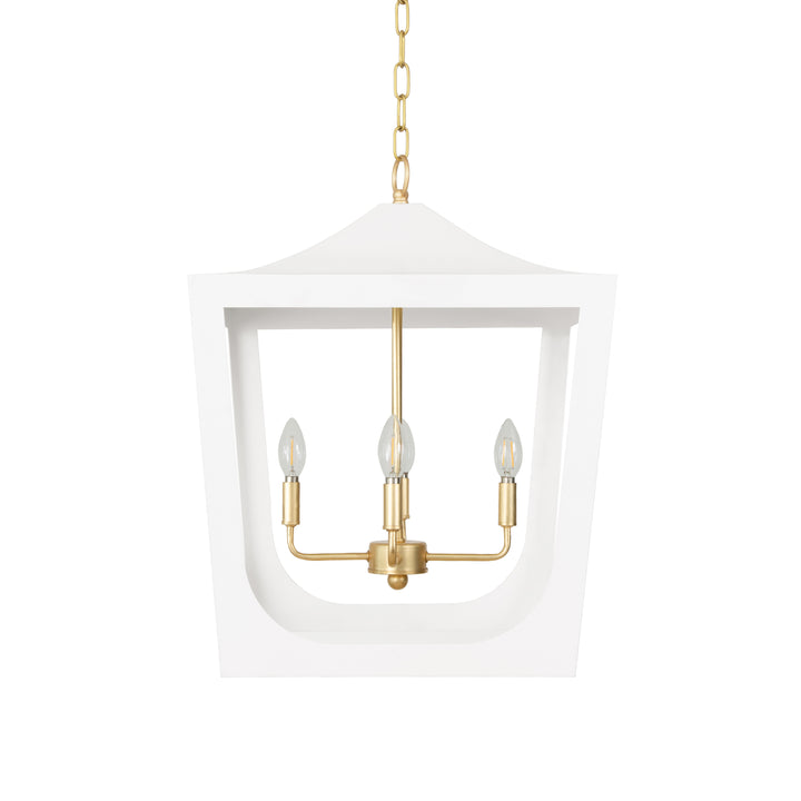 Modern Pagoda Lantern With Four Light Gold Leaf Cluster, Body In White Powder Coat
 - WIMBLE GWH