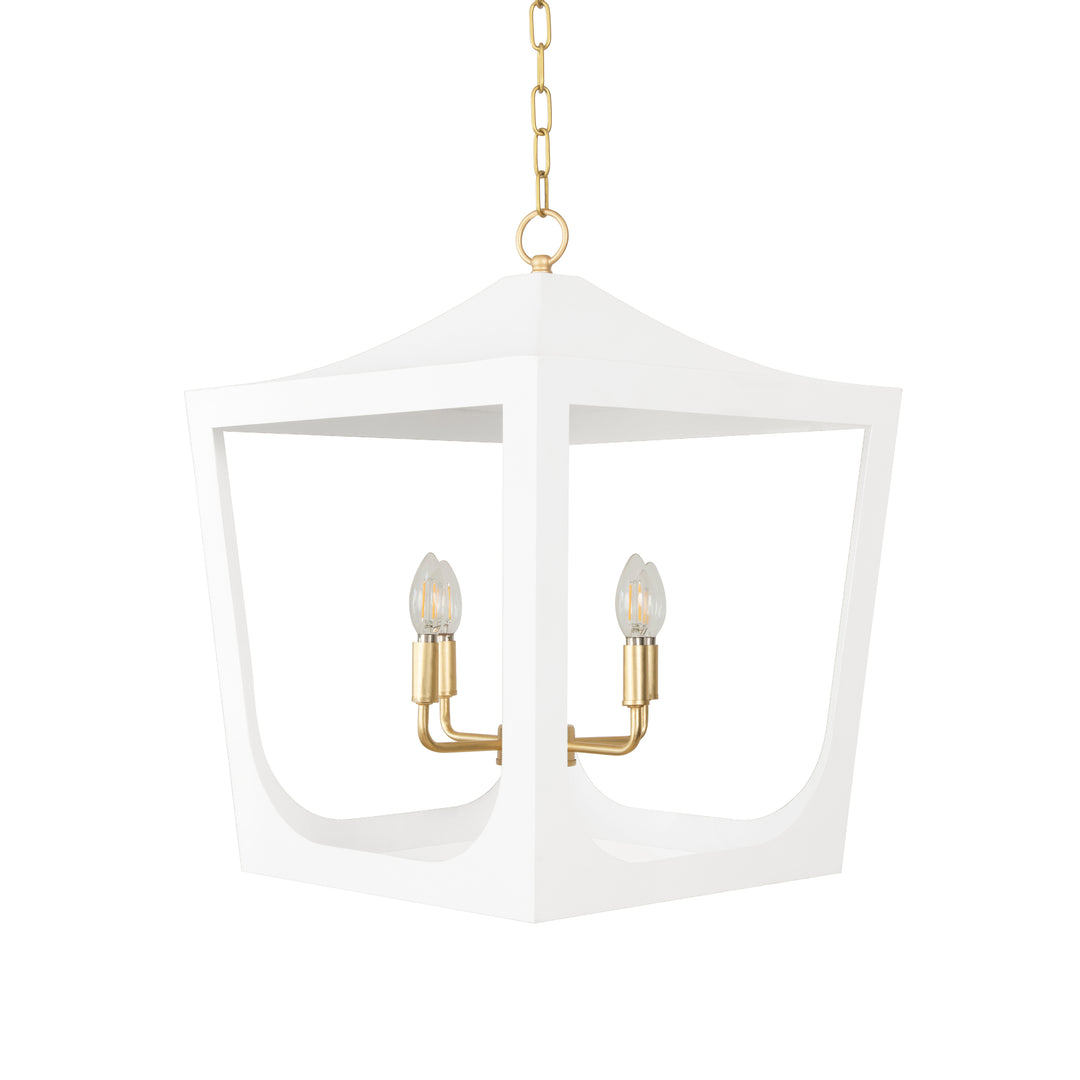 Modern Pagoda Lantern With Four Light Gold Leaf Cluster, Body In White Powder Coat
 - WIMBLE GWH