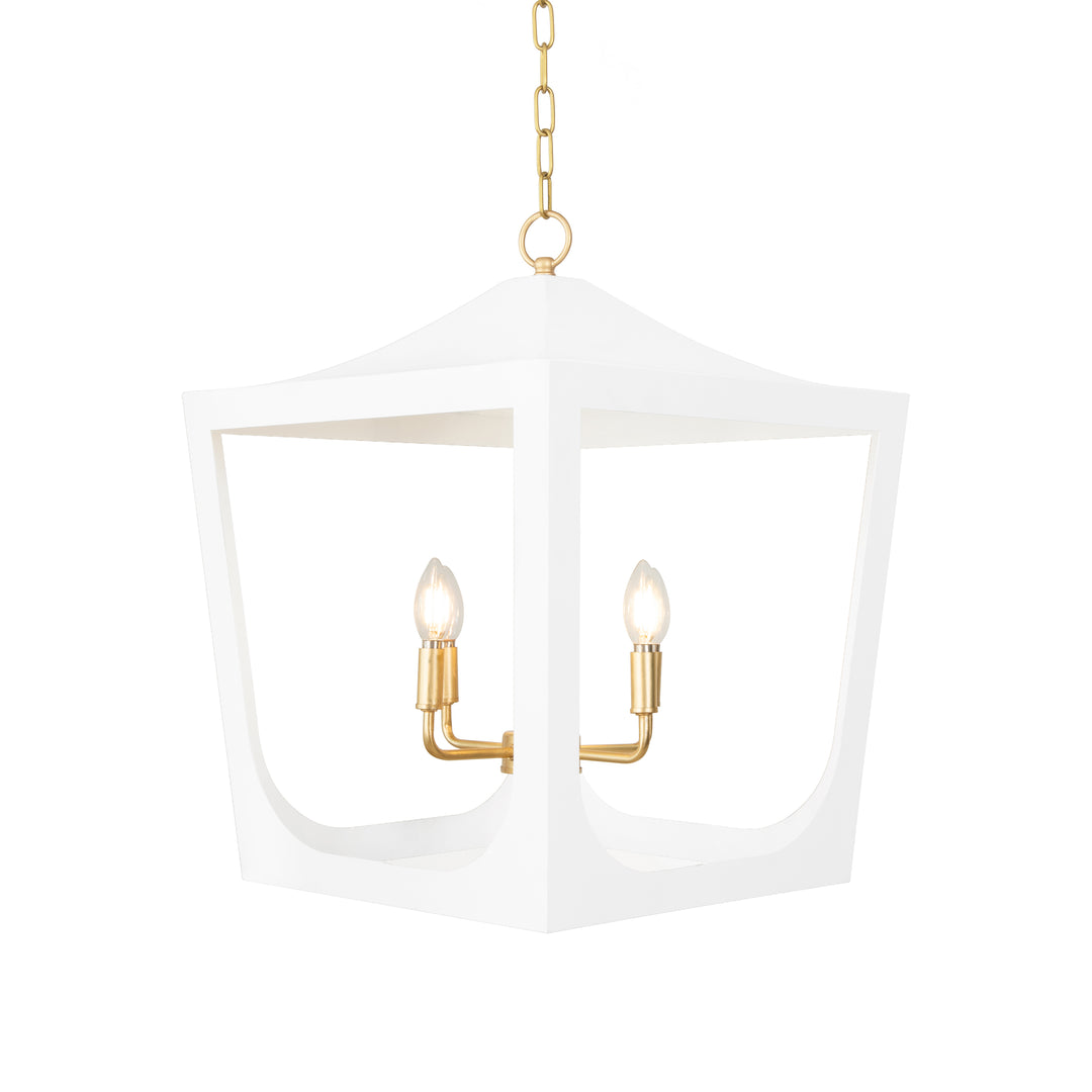 Modern Pagoda Lantern With Four Light Gold Leaf Cluster, Body In White Powder Coat
 - WIMBLE GWH