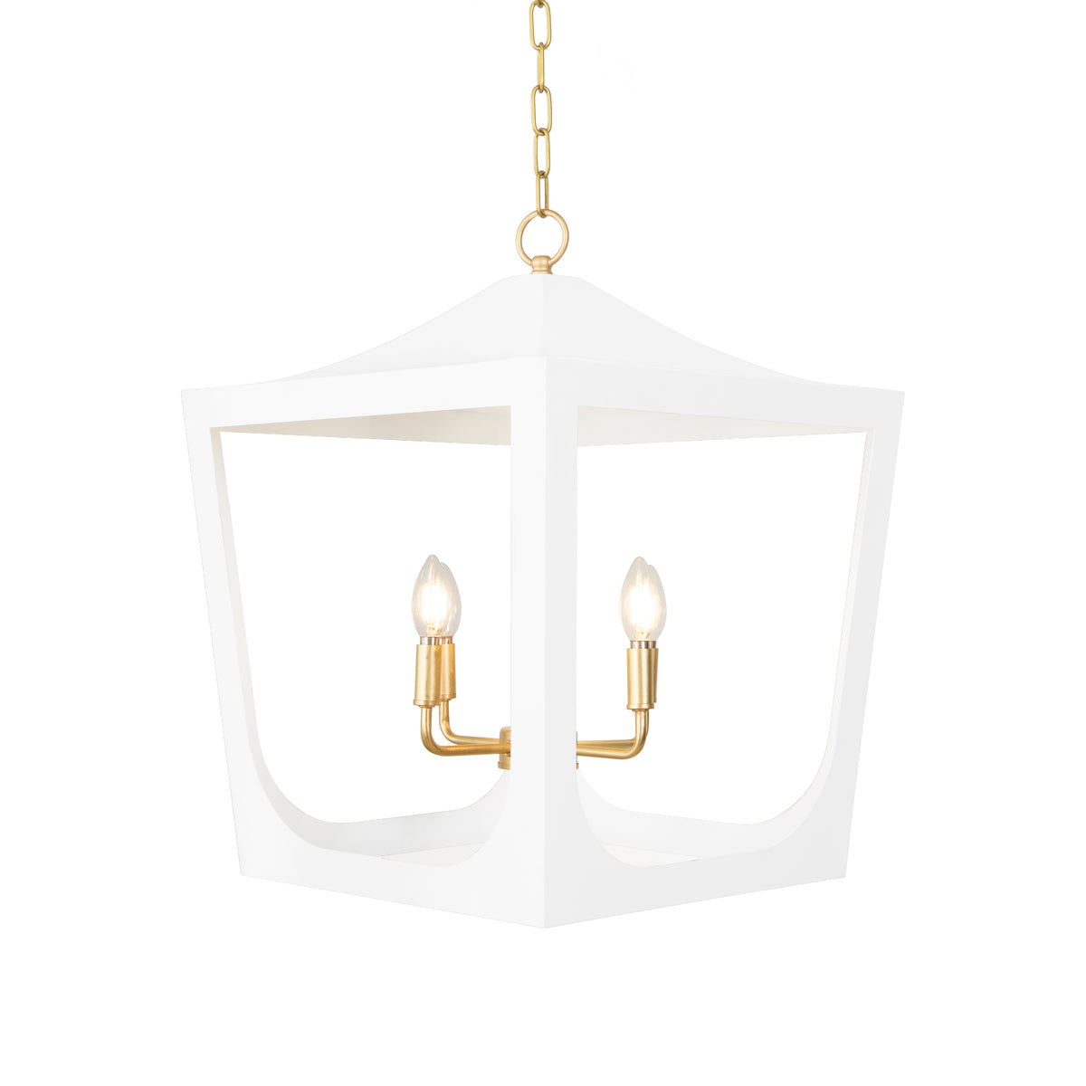 Modern Pagoda Lantern With Four Light Gold Leaf Cluster, Body In White Powder Coat
 - WIMBLE GWH