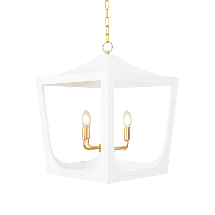 Modern Pagoda Lantern With Four Light Gold Leaf Cluster, Body In White Powder Coat
 - WIMBLE GWH
