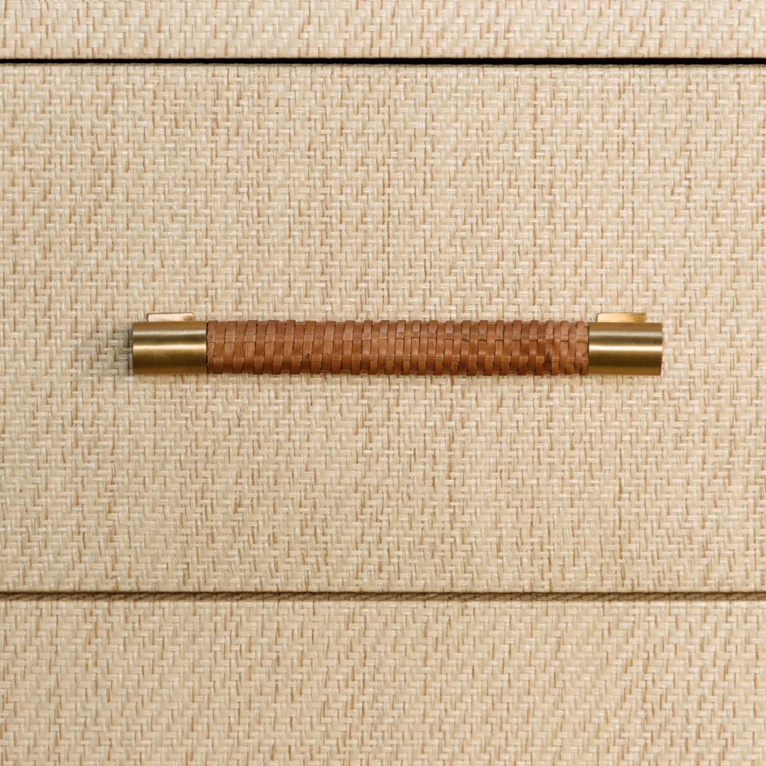 Six Drawer Chest With Rattan Wrapped Handles In Natural Grasscloth - WINCHESTER NAT