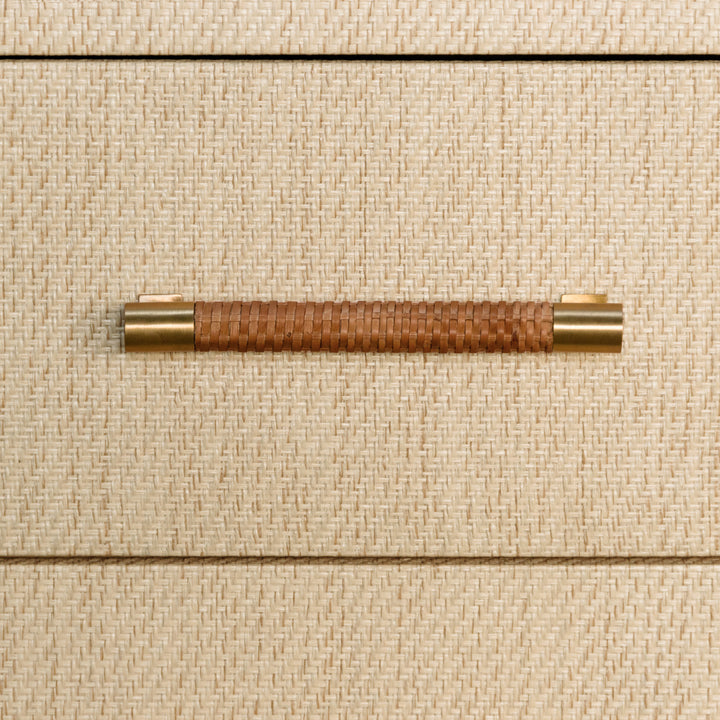 Six Drawer Chest With Rattan Wrapped Handles In Natural Grasscloth - WINCHESTER NAT