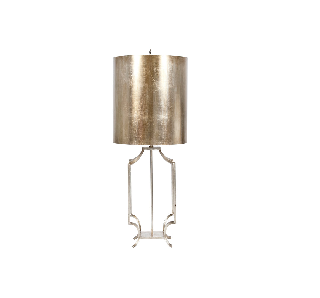 Chmpgn Slvr Lf Iron Lamp Bse W Slvr Lf Drum Shade - WINDHAM S