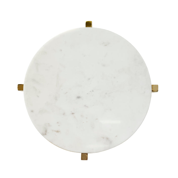 Round Side Table With Brass X Base And White Marble Top







 - WINSLET