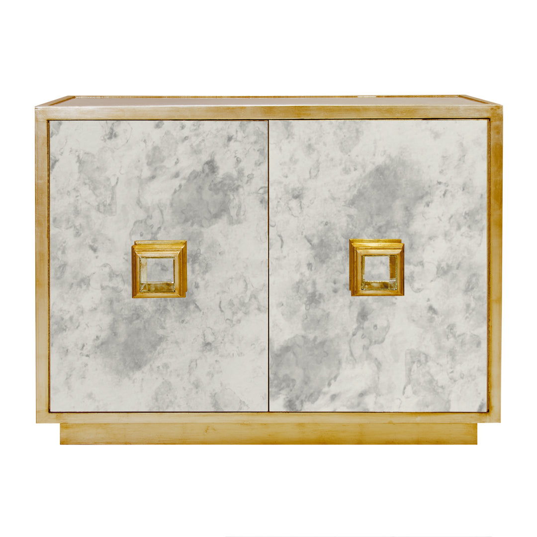 Ant Mirror 2 Door Cabinet With Gold Leaf Detailing - WINSLOW AMG