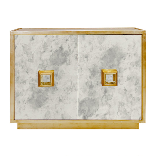 Ant Mirror 2 Door Cabinet With Gold Leaf Detailing - WINSLOW AMG